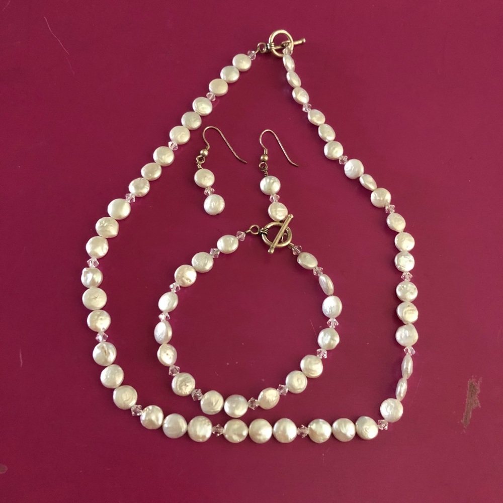 Handmade Fresh Water Pearl Necklace-Bracelet-Ear. - Picture 1 of 7
